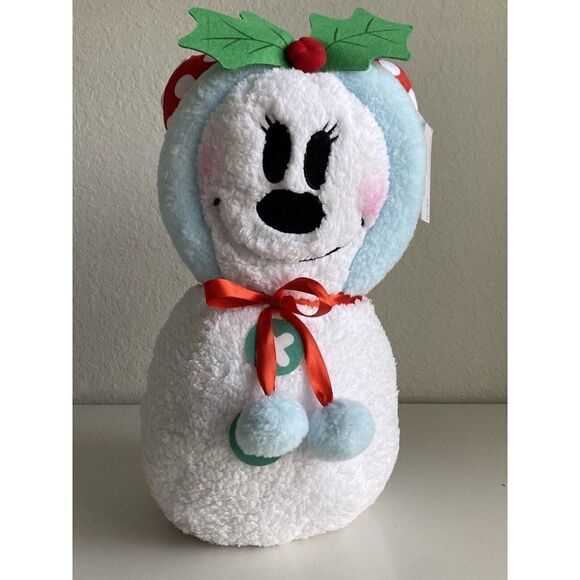 Disney Minnie Mouse Christmas Door Greeter Porch Holiday Sherpa Snowman NEW - Picture 1 of 8